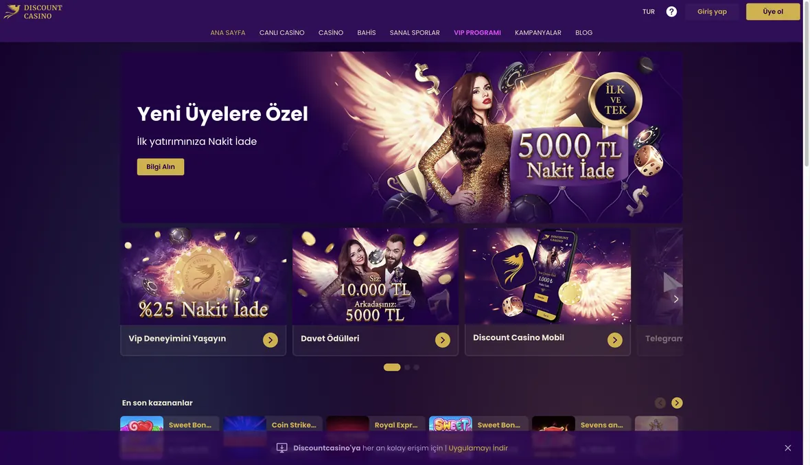 Operatörün ana sayfa bölümü, 26 Ağustos 2026 tarihinde alınan ekran görüntüsü.